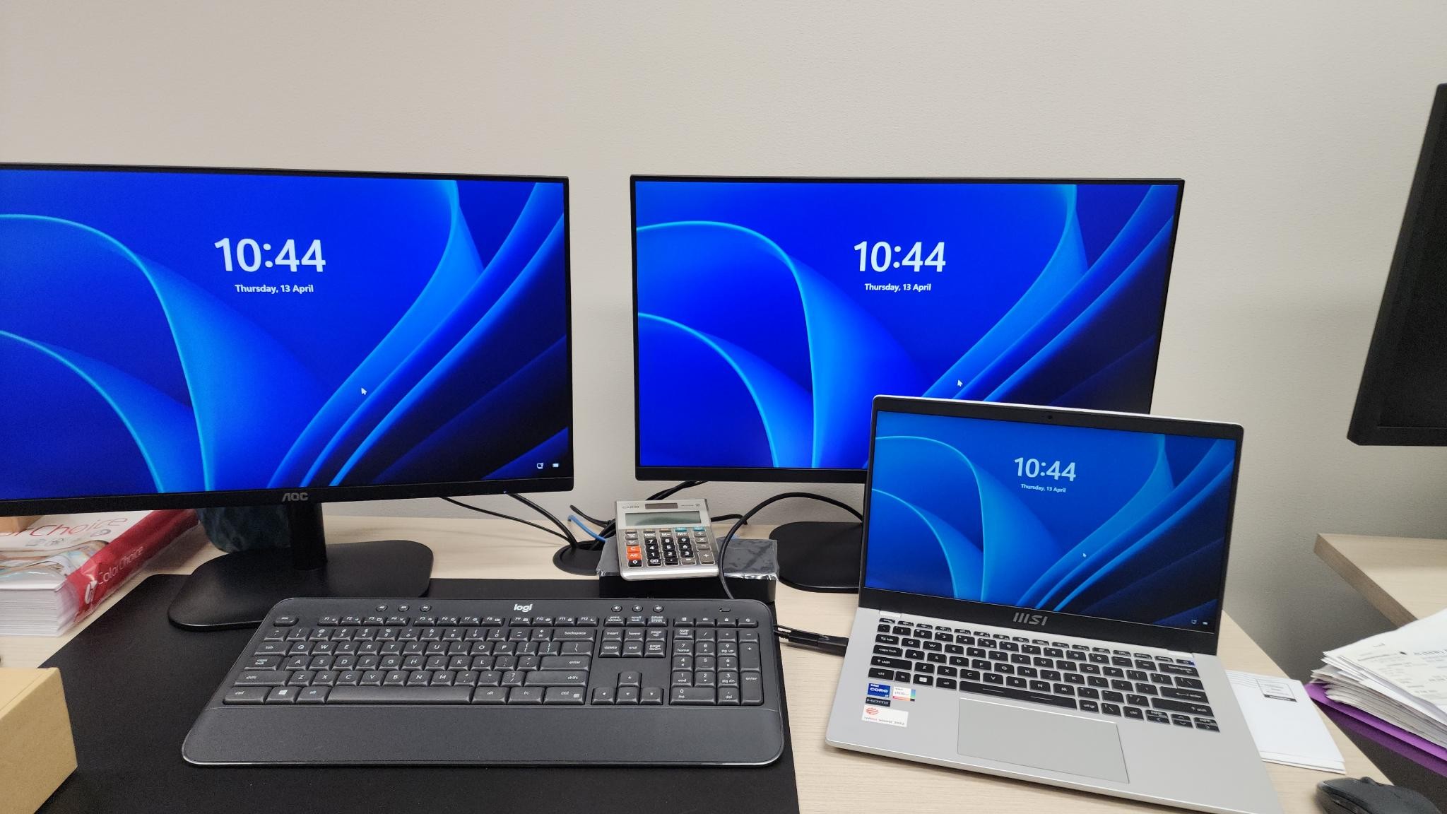 FortiTech Client Install MSI Laptop with dock and dual screens for